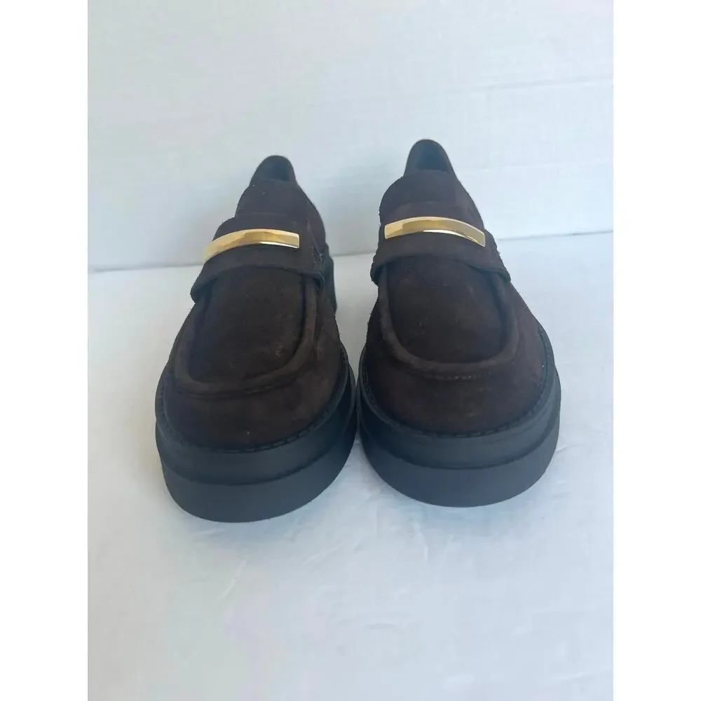 NWT Steve Madden Rodrigo‎ Brown Suede Slip On Lug Sole Loafer Platform Shoes 7.5